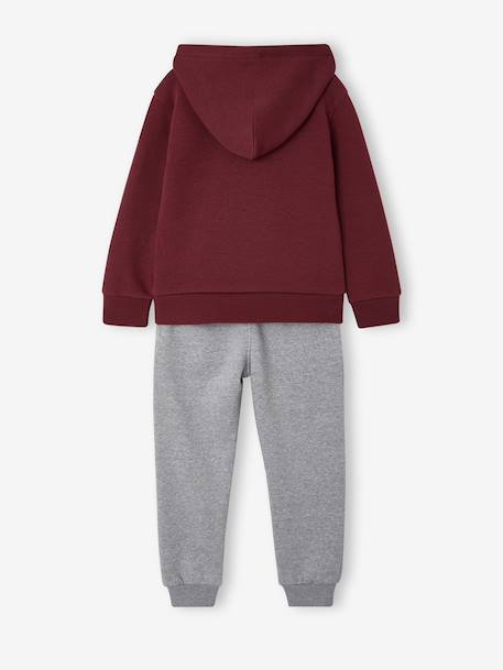 Hooded sports set for boys bordeaux red+ochre+sage green 