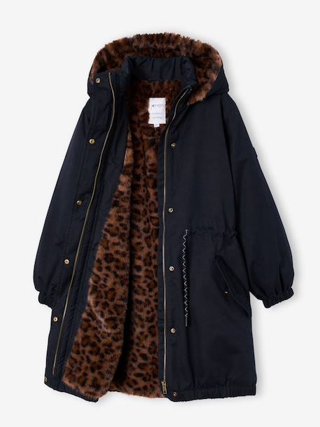 Lined parka for girls black 