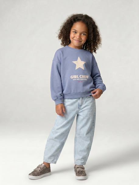 Balloon jeans for girls bleached denim+medium blue 