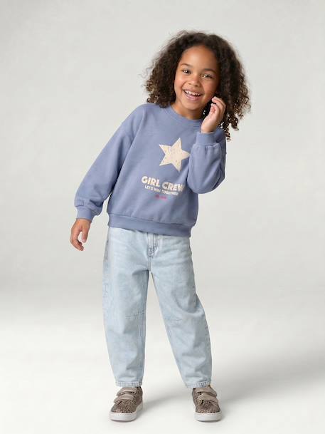 Balloon jeans for girls bleached denim+medium blue 