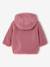 Sherpa hooded coat for babies with 'leopard' print lining beige+old rose 