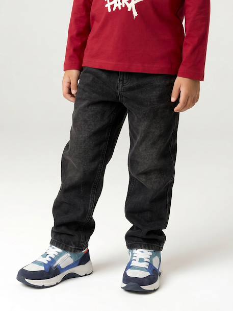 Loose-fit jeans for boys black+double stone 
