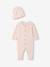 Newborn playsuit and hat set for girls pale pink 
