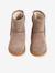 Zip-up leather boots for girls taupe 