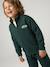 Zipped sweatshirt for boys with a trucker neck fir green+navy blue+red 