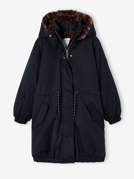 Lined parka for girls black 