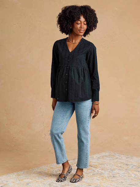 Broderie Anglaise Blouse for Maternity & Nursing, ENVIE DE FRAISE black+olive 