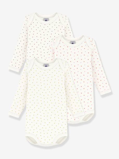 Pack of 3 long-sleeved bodysuits by PETIT BATEAU white 