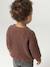 V-neck cardigan for babies in chunky knit chocolate+grey blue 