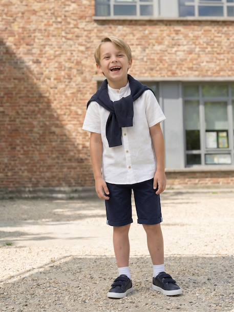 Bermuda Shorts in Cotton/Linen for Boys beige+Beige+blue+Dark Blue+sage green 