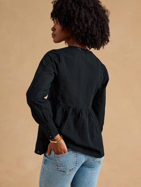 Broderie Anglaise Blouse for Maternity & Nursing, ENVIE DE FRAISE black+olive 