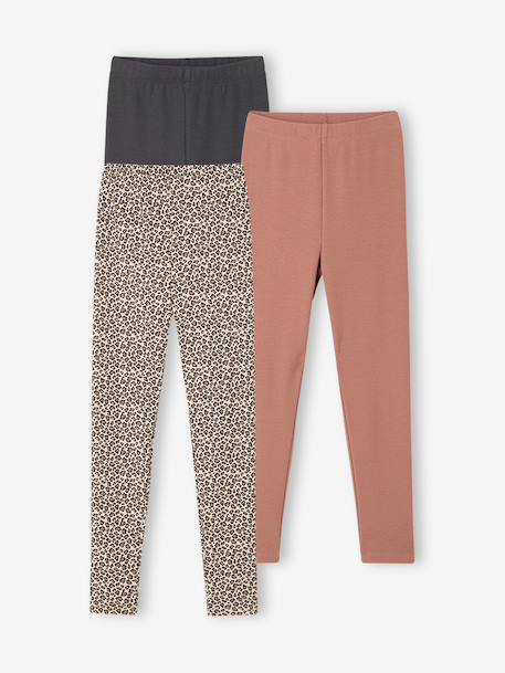 Pack of 3 leggings for girls ink blue+vanilla 