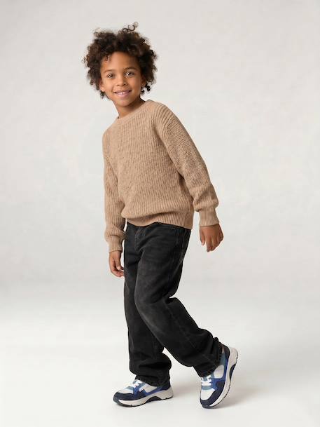 Round-neck jumper for boys marl beige 