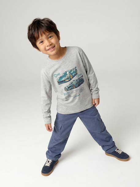 Top with Fun Motif for Boys ecru+marl grey+slate grey 