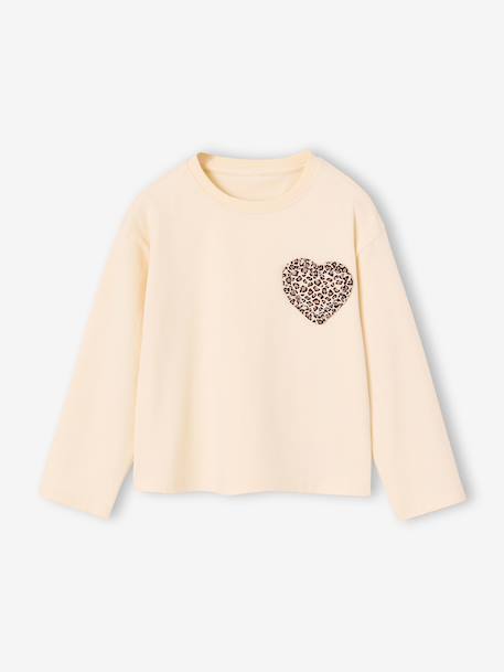 Long-sleeved T-shirt for girls ecru+vanilla 