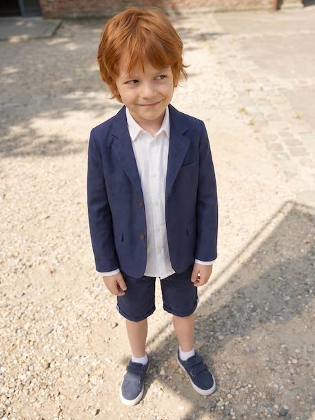 Occasion Wear Cotton/Linen Jacket for Boys beige+Beige+blue+Dark Blue+sage green 
