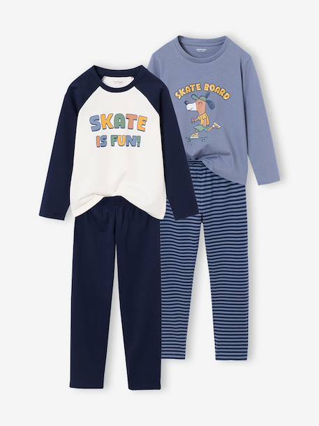 Pack of 2 pyjamas for boys grey blue 
