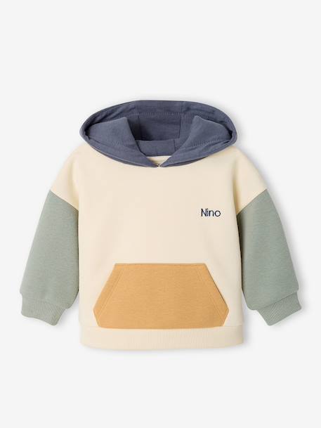 Personalised baby hooded sweatshirt sage green 