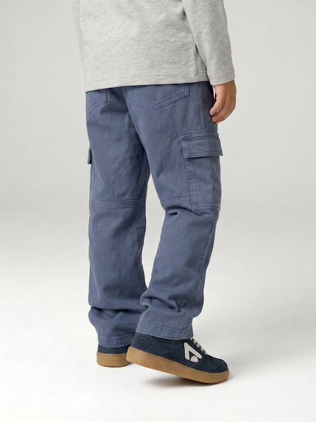 Cargo trousers for boys denim blue+olive 
