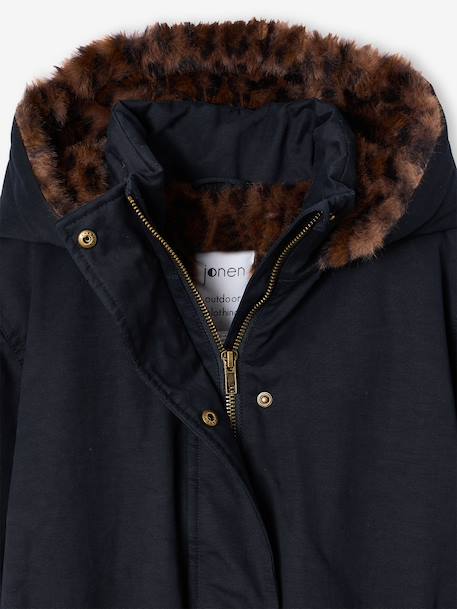 Lined parka for girls black 