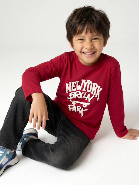 Long-sleeved T-shirt for boys anthracite+cappuccino+red+sage green+white 