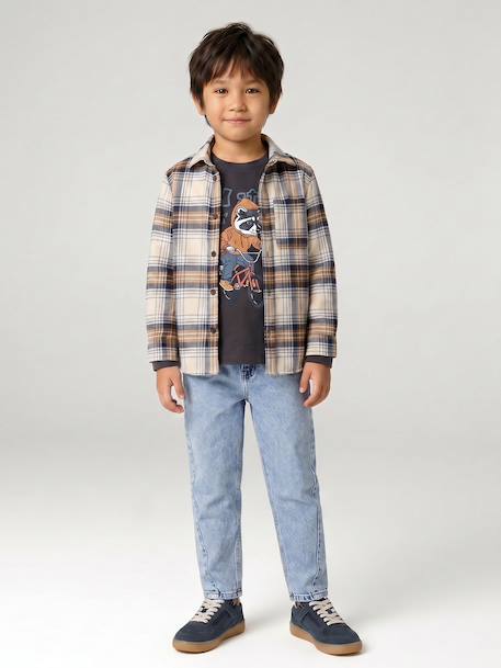 Long-sleeved T-shirt for boys bordeaux red+marl white+slate grey 
