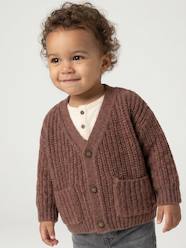 Baby-V-neck cardigan for babies in chunky knit