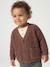 V-neck cardigan for babies in chunky knit chocolate+grey blue 