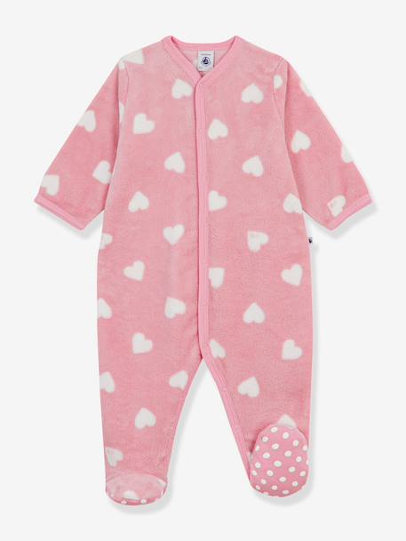 Baby heart print all-in-one by PETIT BATEAU light pink 