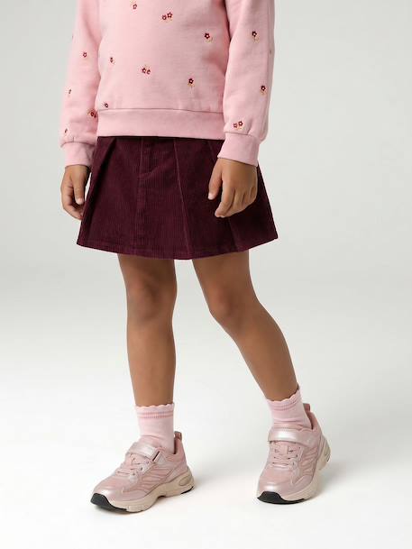 Pleated skort for girls beige+bordeaux red+English green 