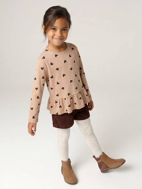Long-sleeved blouse for girls dusky pink+taupe 