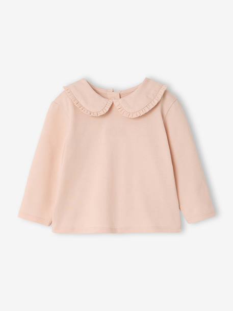 Long Sleeve Top with Peter Pan Collar, for Babies aqua green+Beige+pale pink 
