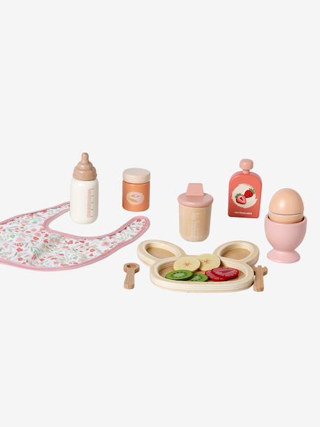 FSC®100% wooden doll mealtime set rose 