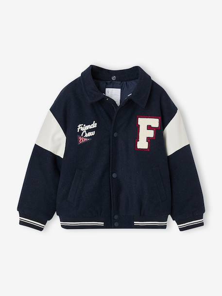 Teddy jacket with detachable hood for boys navy blue 
