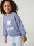Crewneck sweatshirt with long sleeves for girls chambray blue+marl grey 
