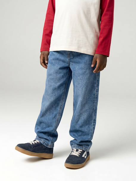 Loose-fit jeans for boys black+double stone 
