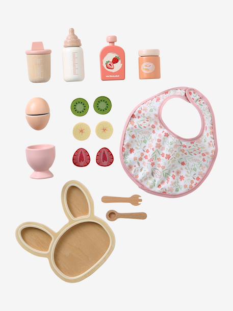 FSC®100% wooden doll mealtime set rose 