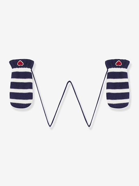Striped mittens by PETIT BATEAU navy blue 
