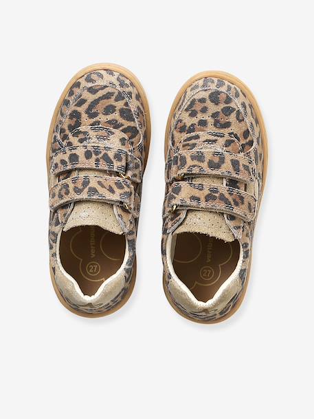 Pair of girls leather trainers beige+brown+golden yellow+old rose 