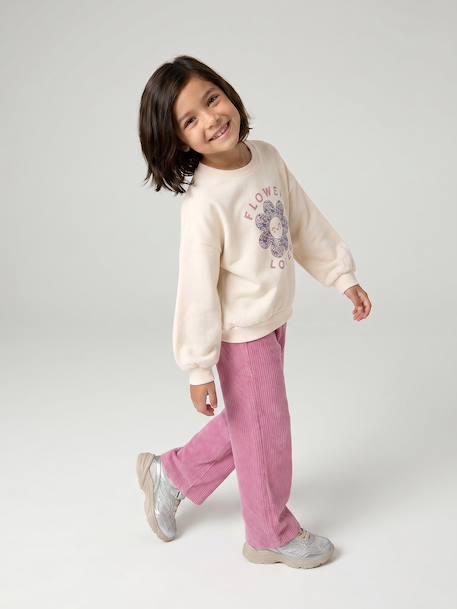 Sweatshirt and trousers set for girls anthracite+ecru 