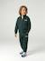 Zipped sweatshirt for boys with a trucker neck fir green+navy blue+red 