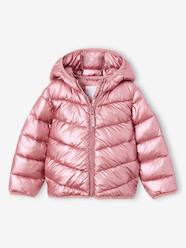 Girls-Coats & Jackets-Lightweight hooded puffer jacket with a shimmer effect for girls 
