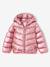 Lightweight hooded puffer jacket with a shimmer effect for girls pale pink+rose 