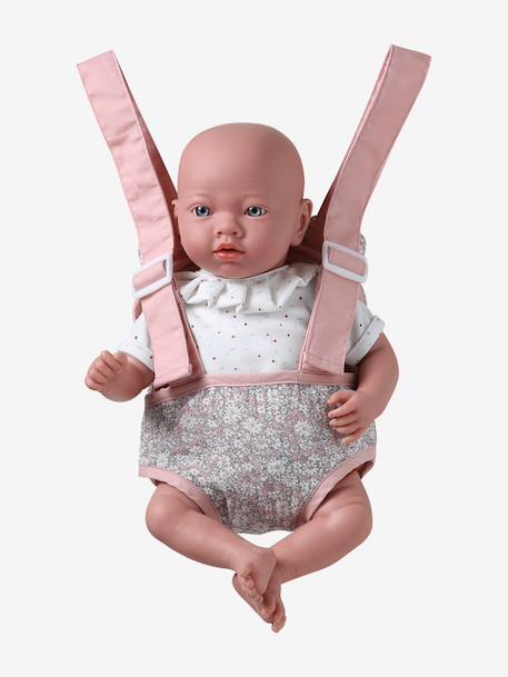 Baby Carrier For Dolls, in Cotton Gauze black+printed pink+rose+yellow 