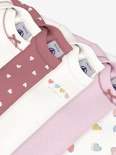 Pack of 5 long-sleeved bodysuits by PETIT BATEAU rose 