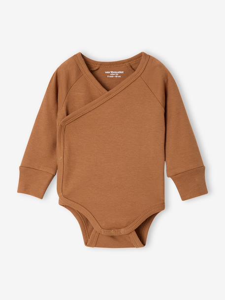 Pack of 5 long-sleeved bodysuits for baby caramel 