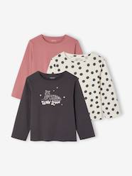 -Pack of 3 long-sleeved girls' fancy t-shirts 
