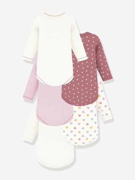 Pack of 5 long-sleeved bodysuits by PETIT BATEAU rose 