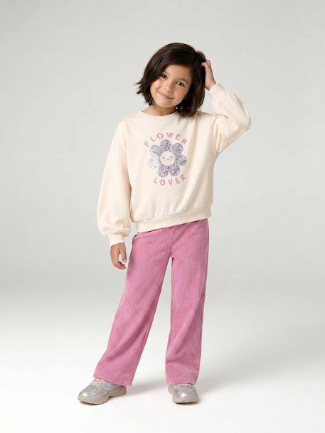 Sweatshirt and trousers set for girls anthracite+ecru 