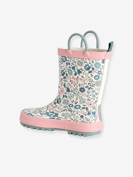 Printed Rubber Wellies for Children, Designed for Autonomy ecru+printed blue+set pink 